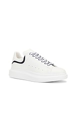 Alexander McQueen Low Top Sneaker in White & Navy, view 2, click to view large image.
