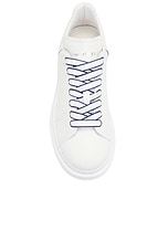 Alexander McQueen Low Top Sneaker in White & Navy, view 4, click to view large image.