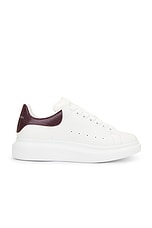 Alexander McQueen Low Top Sneaker in White & Burgundy, view 1, click to view large image.
