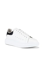 Alexander McQueen Sneaker in White & Black, view 2, click to view large image.