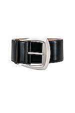 Alexander McQueen Geometric Buckle Belt in Black, view 3, click to view large image.