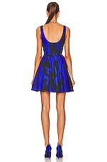 Alexander McQueen Graffiti Scoop Neck Mini Dress in Electric Blue & Black, view 3, click to view large image.
