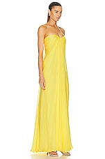 Alexander McQueen Draped Bustier Dress in Bright Yellow, view 2, click to view large image.