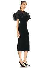 Alexander McQueen Ruffle Midi Dress in Black, view 2, click to view large image.