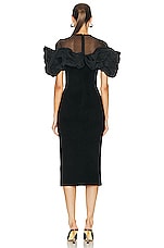 Alexander McQueen Ruffle Midi Dress in Black, view 3, click to view large image.