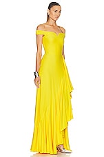 Alexander McQueen Evening Dress in Bright Yellow, view 2, click to view large image.