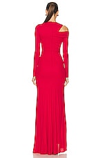 Alexander McQueen Fluid High Slit Dress in Welsh Red, view 4, click to view large image.