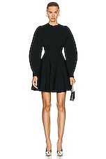 Alexander McQueen Corset Crewneck Mini Dress in Black, view 1, click to view large image.