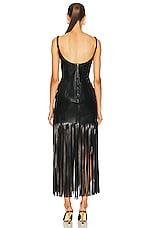 Alexander McQueen Leather Fringe Dress in Black, view 3, click to view large image.