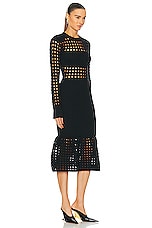 Alexander McQueen Mesh Midi Dress in Black, view 2, click to view large image.