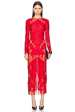 Alexander McQueen Damask Knit Dress in Lust Red, view 1, click to view large image.