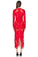 Alexander McQueen Damask Knit Dress in Lust Red, view 3, click to view large image.