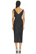 Alexander McQueen Wool Pinstripe Day Dress in Grey, view 4, click to view large image.