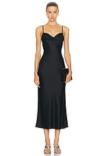 Alexander McQueen Satin Evening Dress in Black, view 1, click to view large image.