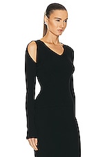 Alexander McQueen Slash V Neck Sweater in Black, view 2, click to view large image.