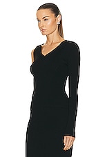 Alexander McQueen Slash V Neck Sweater in Black, view 3, click to view large image.
