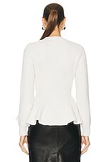 Alexander McQueen Cable Peplum Sweater in Ivory, view 3, click to view large image.