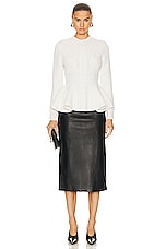 Alexander McQueen Cable Peplum Sweater in Ivory, view 4, click to view large image.