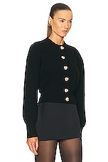 Alexander McQueen Round Neck Cocoon Cardigan in Black, view 2, click to view large image.