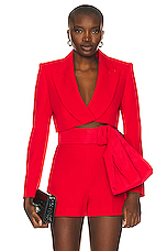 Alexander McQueen Cropped Jacket in Lust Red, view 1, click to view large image.