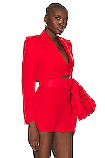 Alexander McQueen Cropped Jacket in Lust Red, view 2, click to view large image.