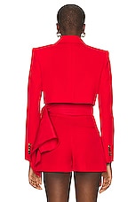 Alexander McQueen Cropped Jacket in Lust Red, view 3, click to view large image.