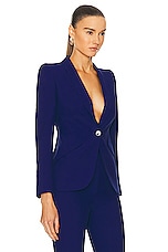 Alexander McQueen Peak Shoulder One Button Jacket in Electric Blue, view 2, click to view large image.