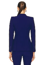 Alexander McQueen Peak Shoulder One Button Jacket in Electric Blue, view 3, click to view large image.