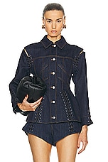 Alexander McQueen Denim Jacket in Dark Cold Wash, view 1, click to view large image.
