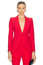Alexander McQueen Peak Crepe Blazer in Lust Red, view 1, click to view large image.