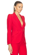 Alexander McQueen Peak Crepe Blazer in Lust Red, view 2, click to view large image.