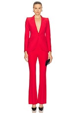 Alexander McQueen Peak Crepe Blazer in Lust Red, view 4, click to view large image.