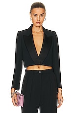 Alexander McQueen Crop Jacket in Black, view 1, click to view large image.