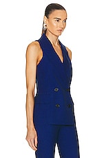 Alexander McQueen Sleeveless Jacket in Black & Ultramarine, view 2, click to view large image.