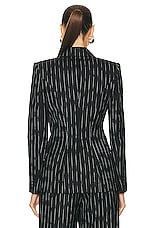 Alexander McQueen Certified Broken Stripe Blazer in Black & Ivory, view 3, click to view large image.