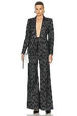Alexander McQueen Certified Broken Stripe Trouser in Black & Ivory, view 4, click to view large image.