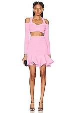 Alexander McQueen Ruffle Rib Skirt in Sugar Pink, view 4, click to view large image.