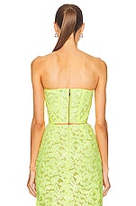 Alexander McQueen Lace Bustier Top in Acid Yellow, view 3, click to view large image.