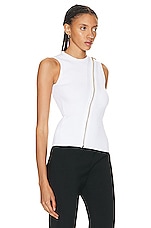 Alexander McQueen Slash Sleeveless Top in Optic White, view 2, click to view large image.