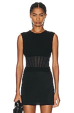 Alexander McQueen Cut And Sew Bodysuit in Black, view 1, click to view large image.