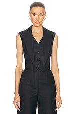 Alexander McQueen Wool Pinstripe Vest in Navy, view 1, click to view large image.