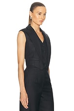 Alexander McQueen Wool Pinstripe Vest in Navy, view 2, click to view large image.