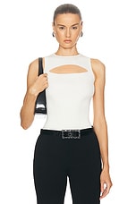 Alexander McQueen Slashed Rib Knit Top in Ivory, view 1, click to view large image.