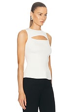 Alexander McQueen Slashed Rib Knit Top in Ivory, view 2, click to view large image.