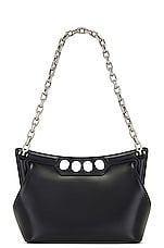 Alexander McQueen Small Peak Bag in Black, view 3, click to view large image.