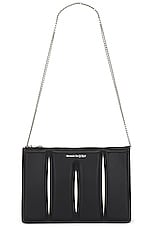 Alexander McQueen The Slash Zip Coin Bag in Black & Soft Ivory, view 1, click to view large image.