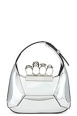 Alexander McQueen Jeweled Hobo Mini Bag in Silver, view 4, click to view large image.