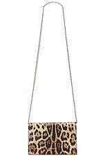 Alexander McQueen Small Skull Leopard Bag in Natural & Black, view 3, click to view large image.