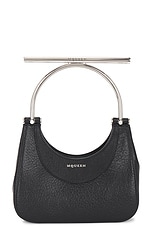 Alexander McQueen Mini Cross Bar Top Handle in Black, view 3, click to view large image.