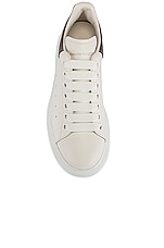 Alexander McQueen Leather Platform Sneakers in White & Grey, view 4, click to view large image.